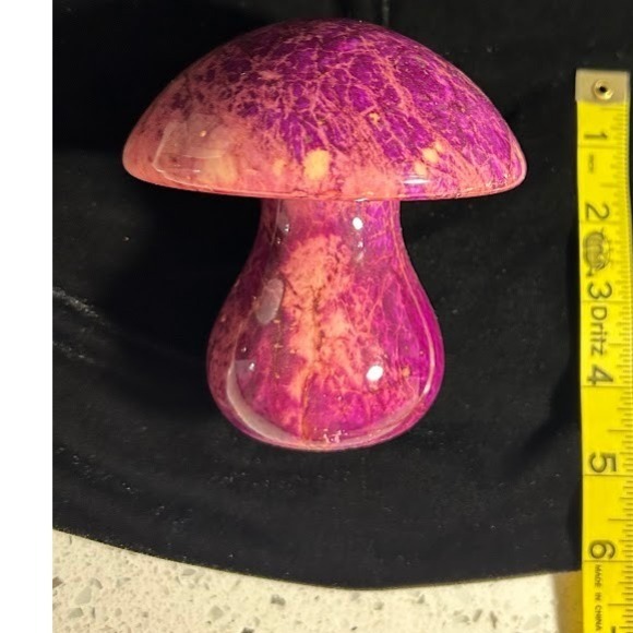 Vintage Alabaster Hand Carved Mushroom Made in Italy Purple Stone Figurine - Picture 8 of 8